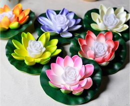 Decoratieve bloemen kunstmatige led lotus bloemenlamp in kleurrijk veranderd water zwembad zwevend wensen lantaarns voor bruiloftsfeestdecoraties