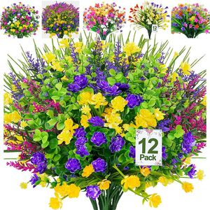 Decoratieve bloemen kunstmatige levensduur geen vervagen UV -resistent nepplastic faux planten voor hangende plantenbakken buiten veranda raambox