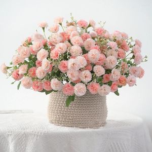 Fleurs décoratives lilas artificielles 20 têtes 1 bouquet petit œillet fausse fleur fête de mariage décoration de Table à la maison rose blanc