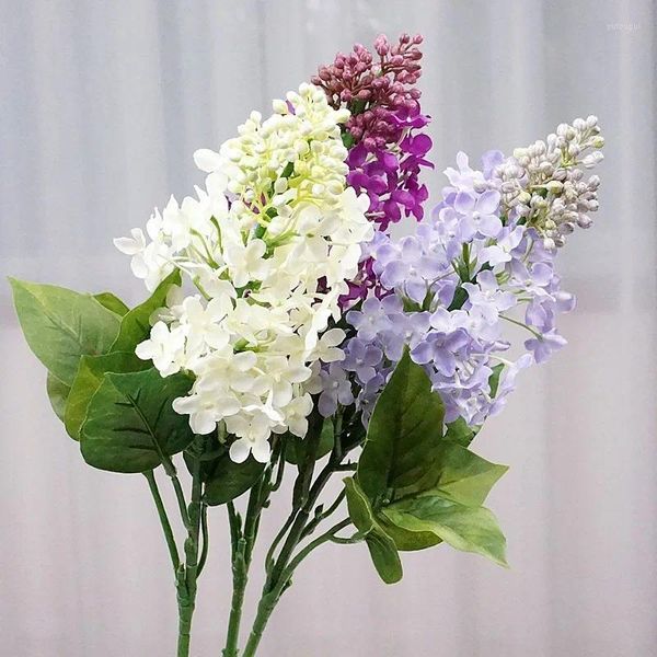 Fleurs décoratives artificielles lilas branche de mariage bouquet maison fleur arrangements floraux décorations vintage pulvérisation blanc