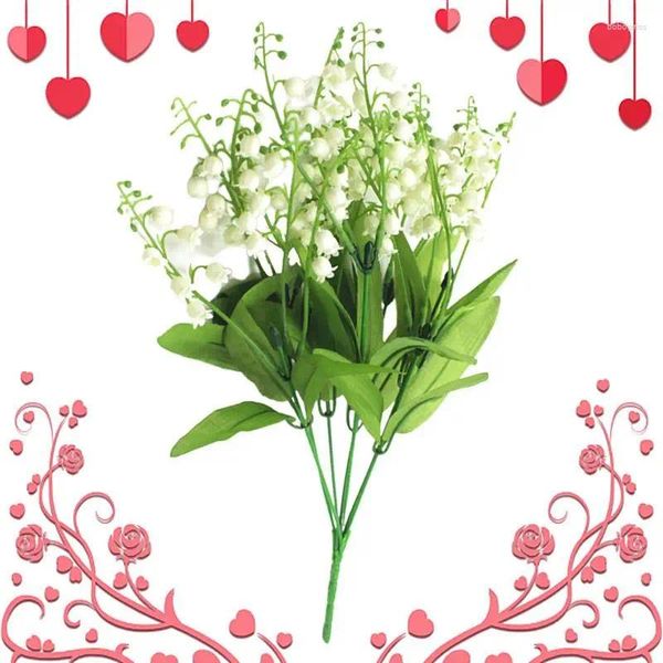 Flores decorativas lirio artificial del valle plantas falsas planta de pared de la pared para fiestas de decoración de cumpleaños de bodas suministros