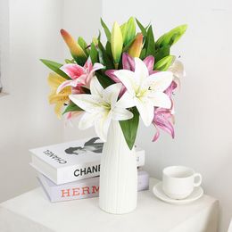 Decoratieve bloemen Kunstmatige LilySilk boeket 41cm lang nep DIY bloem als cadeau voor vrienden Leer huisdecoratie