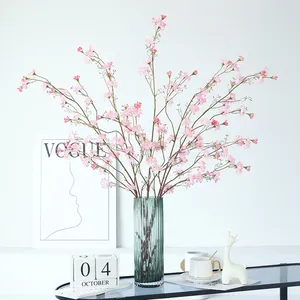 Fleurs décoratives artificielles longues branches saules chrysanthemum en soie fausse fleur fleur maison salon décoration simulation de neige rose
