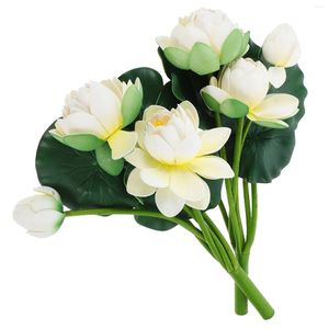 Fleurs décoratives tiges de Lotus artificielles, Simulation de décoration de mariage, Bouquet jaune réaliste