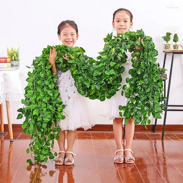 Flores decorativas artificiales Lvy hoja verde corona planta vid uva escalador familia jardín boda DIY artesanía flor