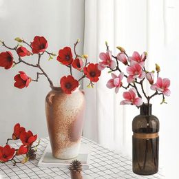 Fleurs décoratives Branches de fleurs de Magnolia artificielles simulées fausses plantes en soie Bouquets de fêtes de mariage ameublement de maison