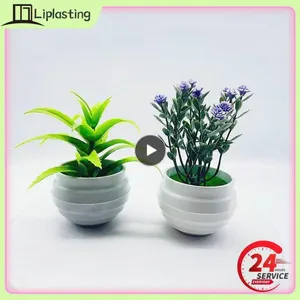 Fleurs décoratives Artificial Mini Green Succulent Plantes Fake Simulation Bonsaï avec des pots Ornements de bureau décor pour la maison