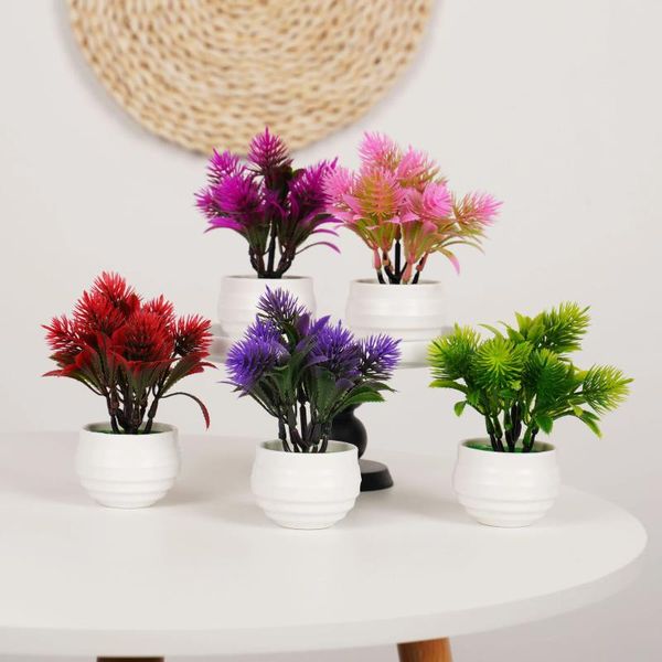 Fleurs décoratives artificielles mini plantes bononsaï petites pèse-pècone pinecone fausse table de bureau ornements en pot jardin décoration intérieure