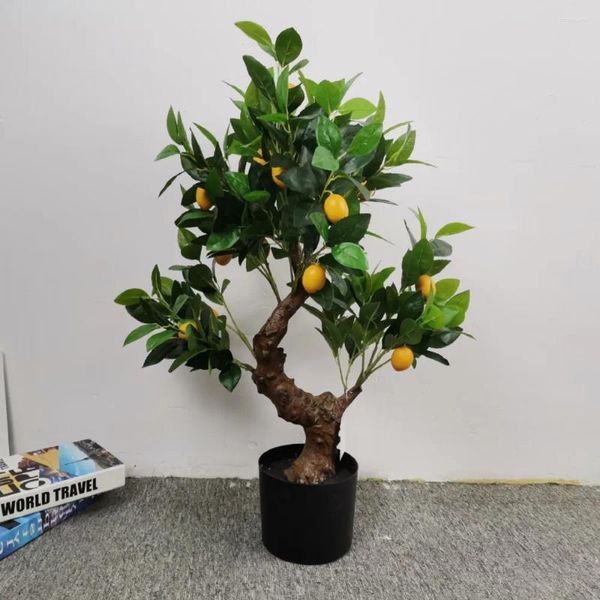 Flores decorativas mini árbol frutas falsas simulación plantas en macetas para mesa de la oficina taller de baño decoración del hogar