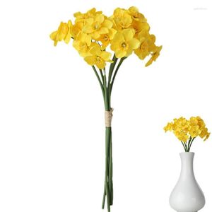 Fleurs décoratives Narcisse Artificiel 6 Têtes Bouquet De Mariage De Mariée Faux Maison Garden Party Décoration Fleur