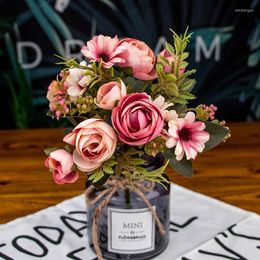Decoratieve bloemen kunstmatige Noordse handgemaakte simulatie rozen trouwhuis decoratie Pearl Bud Bouquet 30 cm