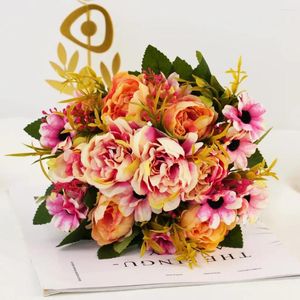 Fleurs décoratives peinture à l'huile artificielle de pivoines pour la mariée bouquet décor de mariage faux fleurs accessoires de maison artisanat simulé