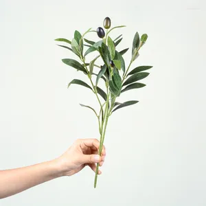 Fleurs décoratives feuilles vertes olive artificielles branche d'arbre plante fruitière de printemps Po accessoires décor de mariage à domicile fourniture d'arrangement floral