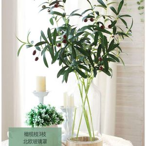 Fleurs décoratives Artificielle Olive Vert Feuilles Branches D'arbres Avec Des Fruits Pour La Maison El Vase De Mariage Verdure DIY Décoration