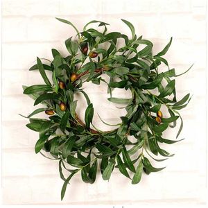 Fleurs décoratives Artificiel Olive Feuille couronne de Noël Garland Decoration