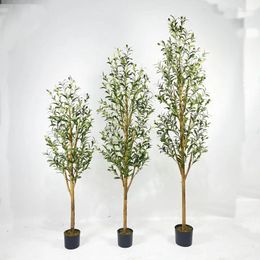 Decoratieve bloemen kunstmatige olijfboom 150/180/210cm hoge kunstzijde plant voor thuiskantoor decor binnen ingemaakt met fruit nepbonsai