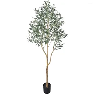 Fleurs décoratives Olive artificiel Plant de fausse soie pour décor de bureau à domicile faux en pot en pot naturel et réaliste