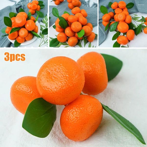 Brochettes de fleurs décoratives Orange artificielles, pour accessoires vidéo, fausse mandarine, décoration de Table en plastique pour la maison