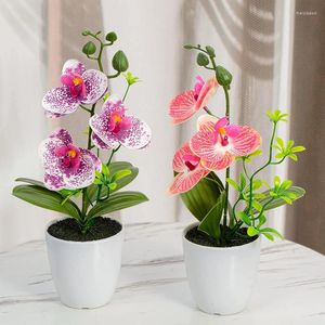 Fleurs décoratives Orchidées artificielles Fleur Faux Plantes Phalaenopsis Bonsai Outdoor Indoor Potted for Office Home Wedding Party Decor