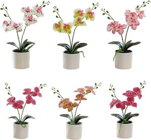 Decoratieve bloemen Kunstmatige orchidee bloem bonsai met vaas neppot arrangement witte phalaenopsis voor thuiskantoor decor tafel