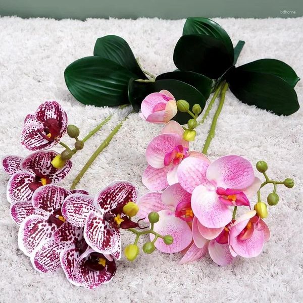 Fleurs décoratives orchidées artificielles en soie fausse festival de plante verte festival de fête de fête de fête fleur fleur de papillon blanc violet orchidée