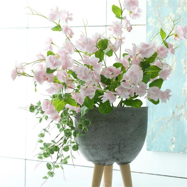 Flores decorativas Planta ornamental artificial Wisteria Vine Flower Linum Perenne False Bonsai Home Office Decorar