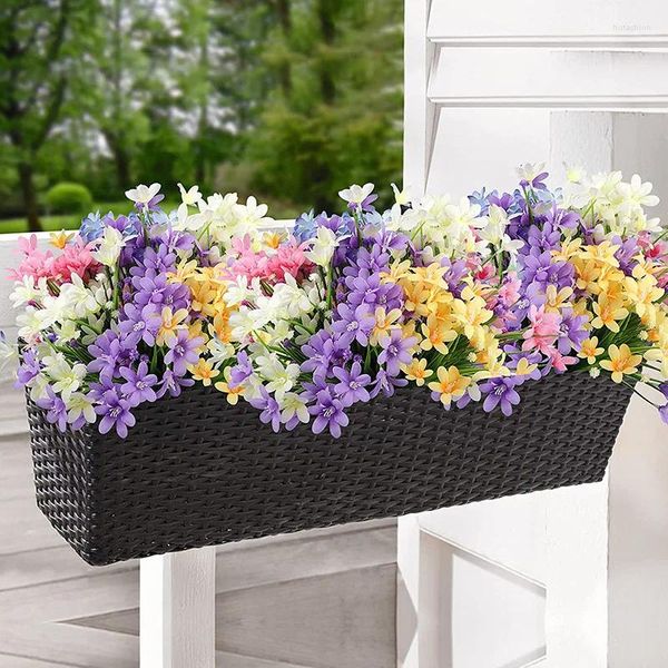 Flores decorativas Narcisos grandes en macetas artificiales para exteriores, 10 paquetes de floreros con