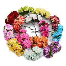 Fleurs décoratives papier artificiel Rose bricolage azalée fleur décoration de mariage Mini Bouquet fait main petite fête Scrapboo