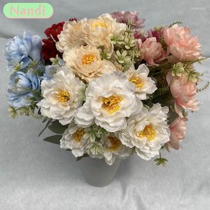 Decoratieve bloemen kunstmatige pioenen bruids zijden roos bouquet diy bruiloft woning tuin decoratie accessoires herfst hortensia nep planten