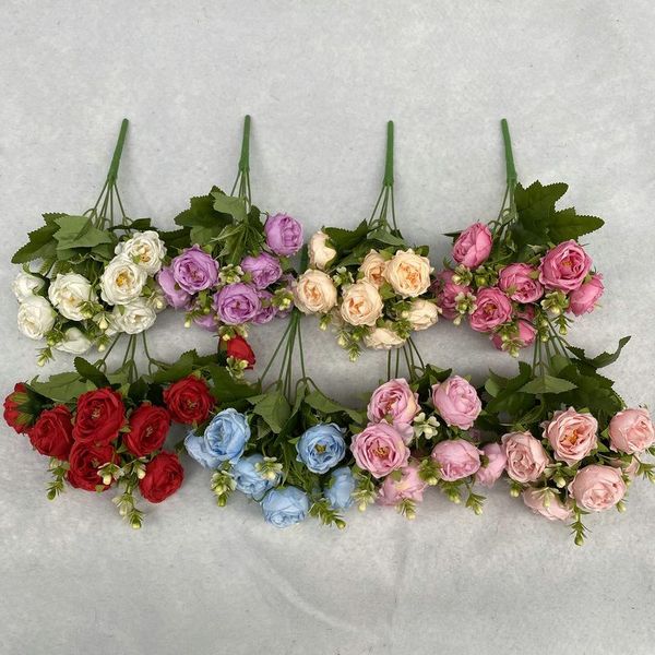 Fleurs décoratives pivoines artificielles, Bouquet de respiration de bébé, Mini roses, décoration de maison, mariage, mariée