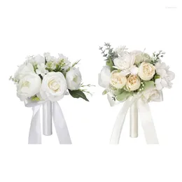 Decoratieve bloemen Kunstmatige pioenrooster Bouquet Bridal For Wedding Party Bridesmeis