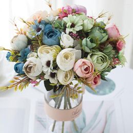 Fleurs décoratives pivoine artificielle pour Arrangement de fleurs fausses Roses en soie saint valentin fêtes de mariage décor à la maison Po accessoires