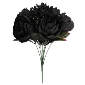 Decoratieve bloemen kunstmatige pioen simulatie decoratie boeket zijde doek zwart 12 koppen 32 cm nepbloem