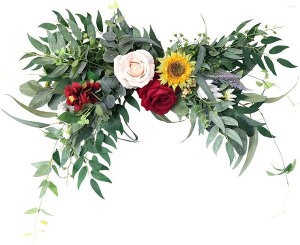 Fleurs décoratives Peony artificiel Swag Swag Floral de printemps coloré avec rose / marguerite / pivoines / Sunflower Wedding Arch