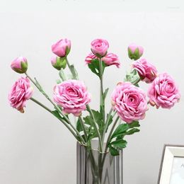 Fleurs décoratives Thé à pivoine artificielle Rose Camellia Ranunculus Silk Fake Flower Flores For DIY HOME GARDIN