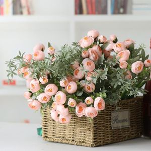 Fleurs décoratives pivoine artificielle thé Rose Bouquet de mariage camélia soie fausse fleur bricolage maison jardin décoration