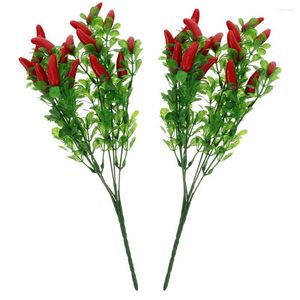 Fleurs décoratives Bouquet de poivre artificiel Plastique plante rouge plante fausses plantes simulation fruits grouper table de bureau à la maison