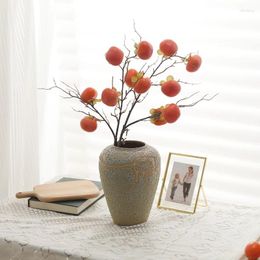 Decoratieve Bloemen Kunstmatige Persimmon Fruit Voor Interieur Woonkamer Decoratie Plant DIY Fake Po Props Bloemstuk Cadeau