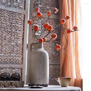 Fleurs décoratives artificiel rage de fruit de kaki arbre pour la maison pour la maison de Noël Bouquet à manger table vas