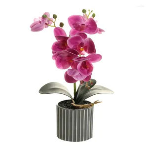 Decoratieve bloemen kunstmatige phalaenopsis pot bonsai nep orchidee planten met bladeren bruiloft bloemen arrangeren props feest huisdecoratie