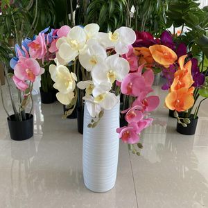 Fleurs décoratives artificielles Phalaenopsis velours faux mariage photographie accessoires maison salon Table à manger fleur Arrangement décor