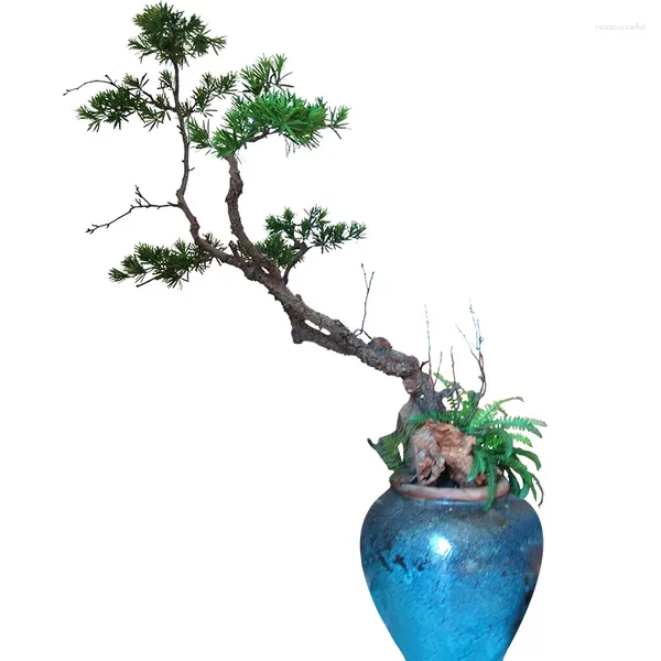 Fleurs décoratives Bonsaï de pin artificiel Grand et petite décoration bienvenue plante chinoise zen fausse branches vert