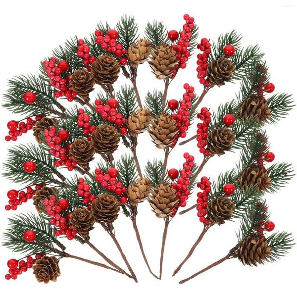 Fleurs décoratives artificielles cônes de Noël cadeau de Noël artisanat de la branche de la branche des baies rouges