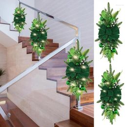 Guirlande lumineuse en forme de feuille de pin artificielle, fleurs décoratives, féerique de vigne, alimentée par batterie, pour arbre de noël, décoration de maison