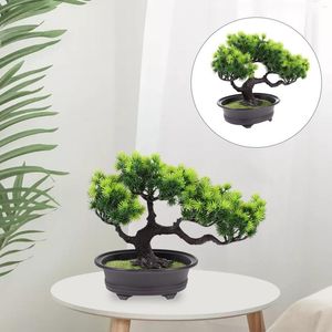 Fleurs décoratives pin artificiel en pot petit bonsaï faux plantes vert faux pot bricolage