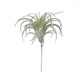 Decoratieve bloemen Kunstmatige ananasgras luchtplanten nep flaxe flocking tillandsia bromeliaden voor huizentuin muur decoratie dropship