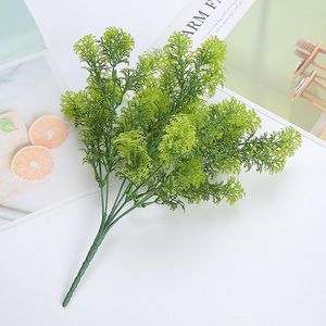 Decoratieve bloemen kunstmatige plant 7 vork groen plastic gras simulatietoren dennen valse tuin buiten huis bloem arrangement decoratie