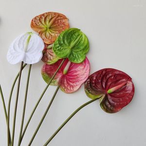 Decoratieve bloemen Kunstmatige plant Anthurium groen potte binnen kantoor woonkamer tafel bureaublad bonsai decoratie schieten rekwisieten