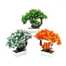 Flores decorativas Planta artificial Bonsai Creciente Flor de loto Simulación Color En maceta Hogar Jardín Fiesta El Decoración Escritorio interior