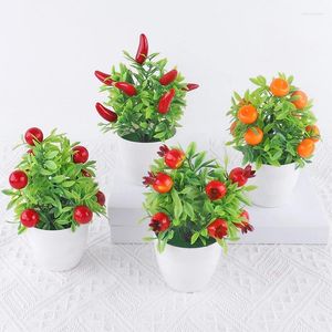 Decoratieve Bloemen Kunstmatige Plant Bonsai Oranje Granaatappel Fruitboom Vensterbank Decor Plastic Nep Ingemaakte Ornament Thuis Kamer Decoratie